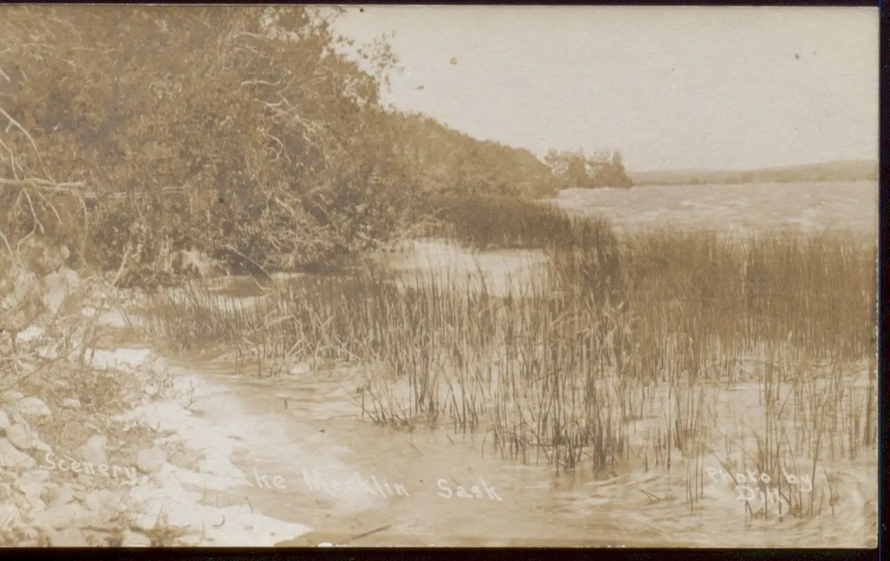 Shore of Macklin Lake, about 1910